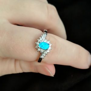 Aqua blue gemstone ring